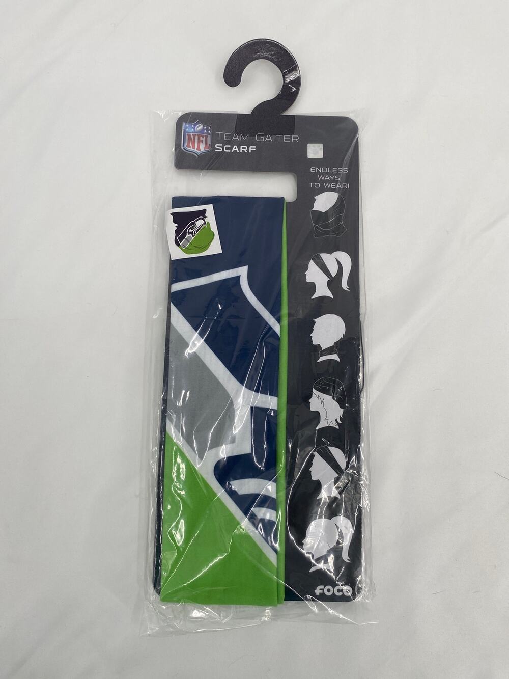FOCO NFL Big Logo Multi-Use Neck Gaiter Scarf Seattle Seahawks One Size